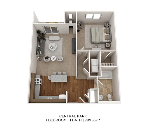 Floor plan One Bedroom- 799 sqft