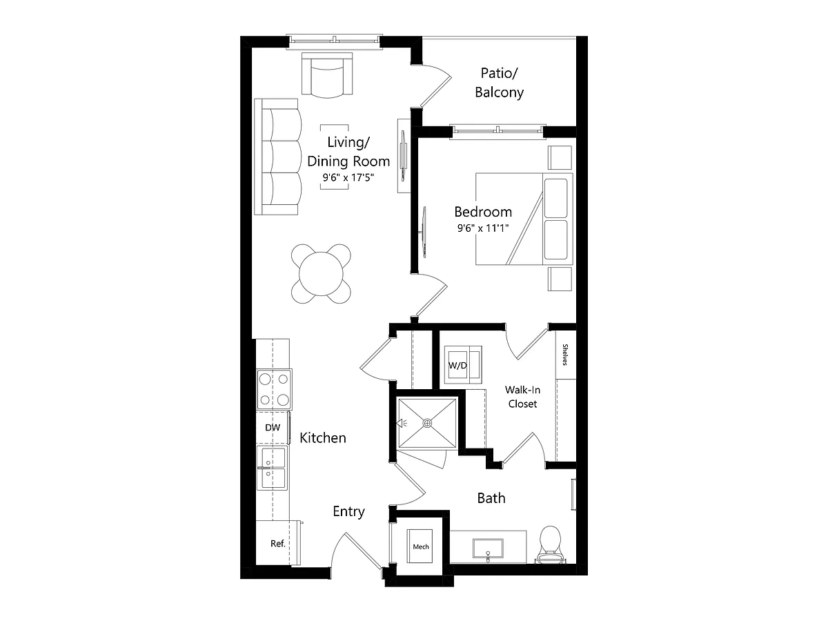 Floor plan A1 | 1 Bed | 1 Bath