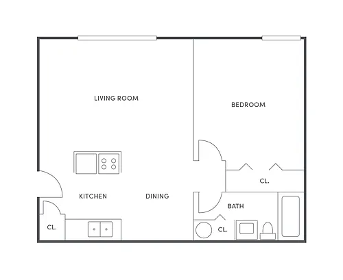 Floor plan 1 BR, 1 BA- Upgrade