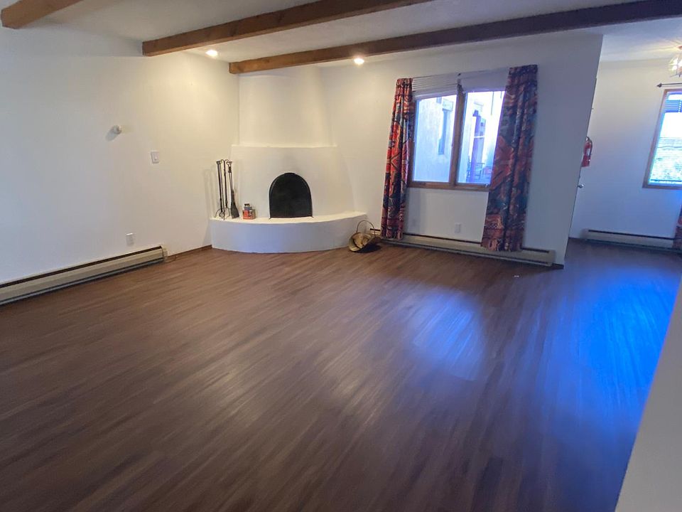 Downstair living space fireplace and entry