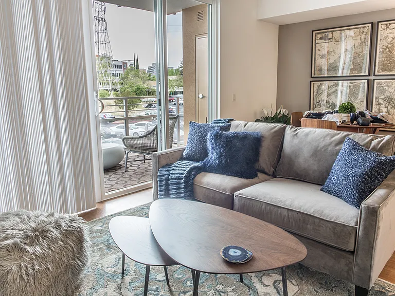 Floor-to-ceiling windows let in plenty of natural light throughout the day