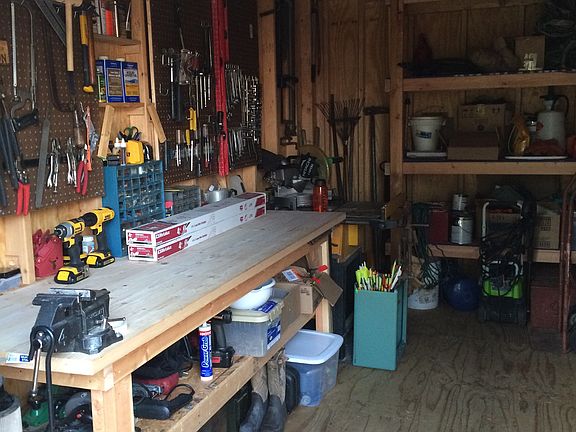 Inside storage/work shed