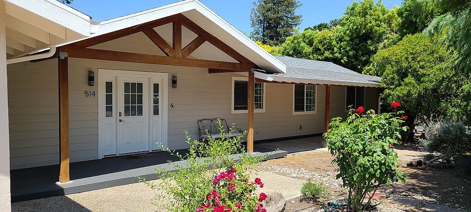 Front entrance with TREX Deck & Cedar wood gables!