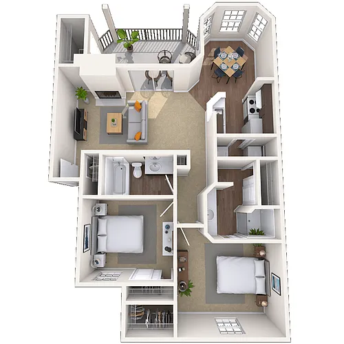 Floor plan Traditional 2x2 1052-1172 SF