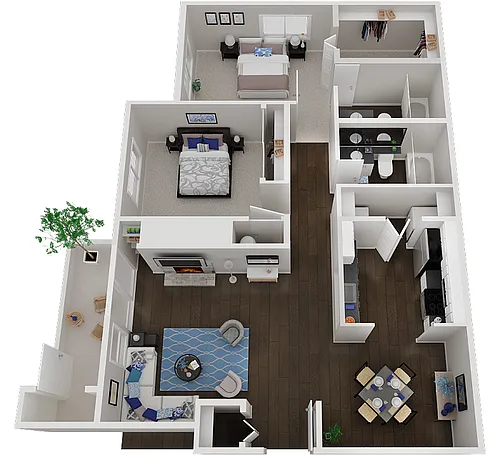 Floor plan Two Bedroom, Two Bath