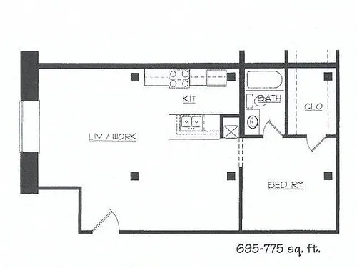Floor plan 1 Bedroom Apartments