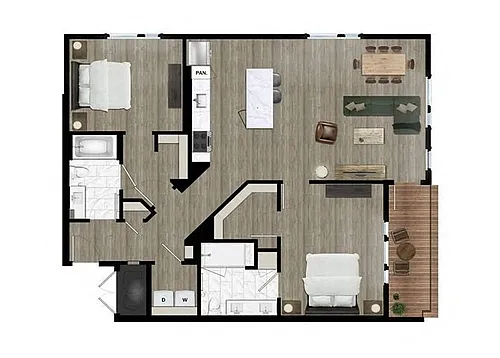 Floor plan Two Bedroom (2C)