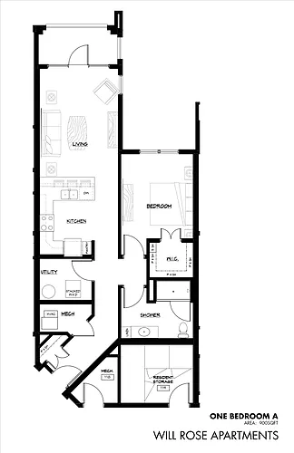 Floor plan Building A - One Bedroom A