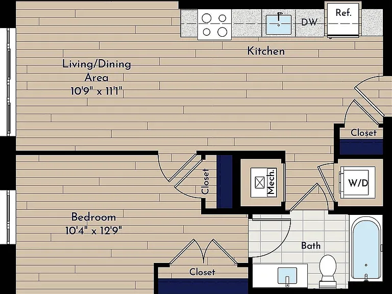 A 1BR-A1.1 One Bedroom Floor Plan A 1BR-A1.1 One Bedroom Floor Plan