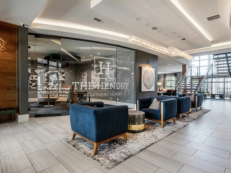 Welcoming and Stylish Lobby at The Hendry Apartments