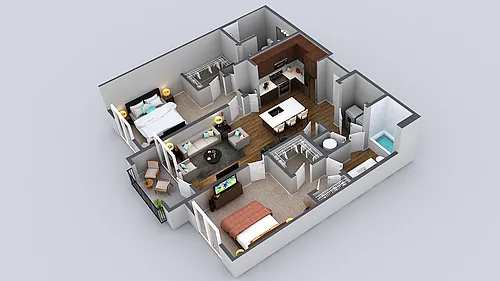 Floor plan 2 Bedroom 2 Bath