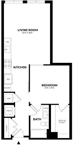 Floor plan 1 Bed/1 Bath-A2