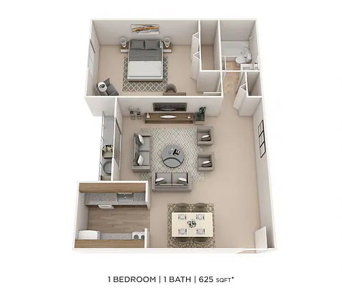 Floor plan One Bedroom- 625 sqft