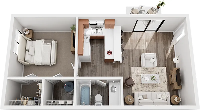 Floor plan 1 Bedroom x 1 Bath - Standard