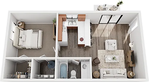Floor plan 1 Bedroom x 1 Bath - Standard