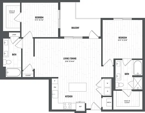 Floor plan 2 Bed/2 Bath-B3