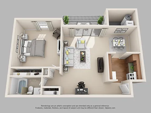 Floor plan 1-Bedroom 1-Bathroom | 792 sqft
