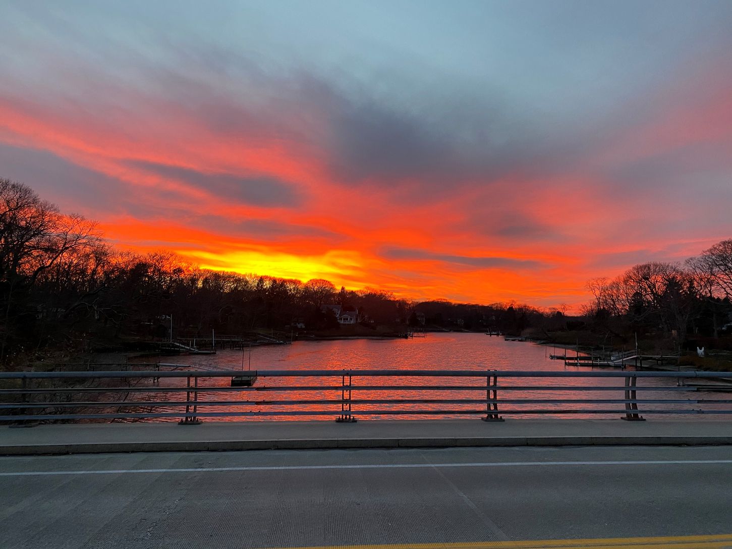 Winter sunset at Oaklawn bridge is just around the corner