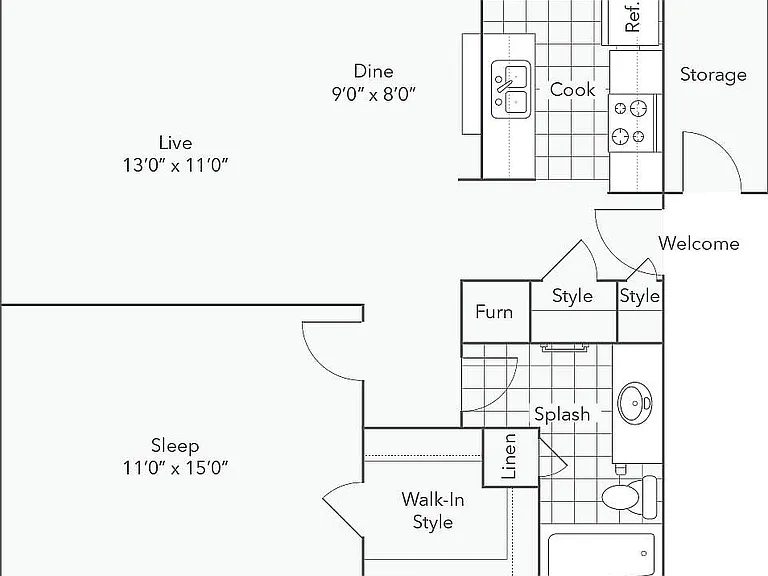 A2 | 1-Bedroom Floorplan A2 | 1-Bedroom Floorplan