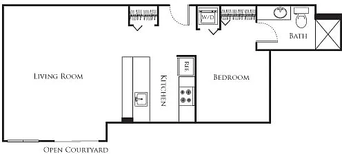 Floor plan Micro One Bed - B1 225