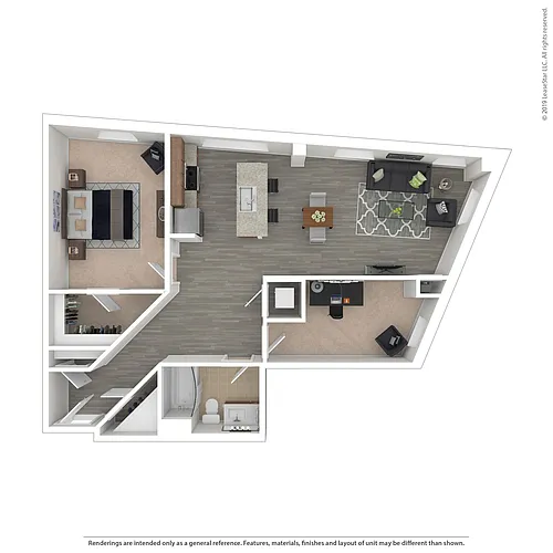 Floor plan B03 - 1 bed/1 bath with den