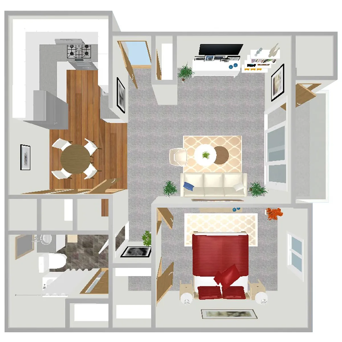 Floor plan 1 Bedroom, 1 Bathroom - 750 SF Reno