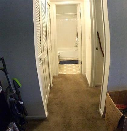 Galley hall, closets, bathroom, bedroom 