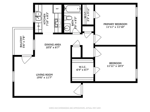 Floor plan 2 Bedroom 1 Bath