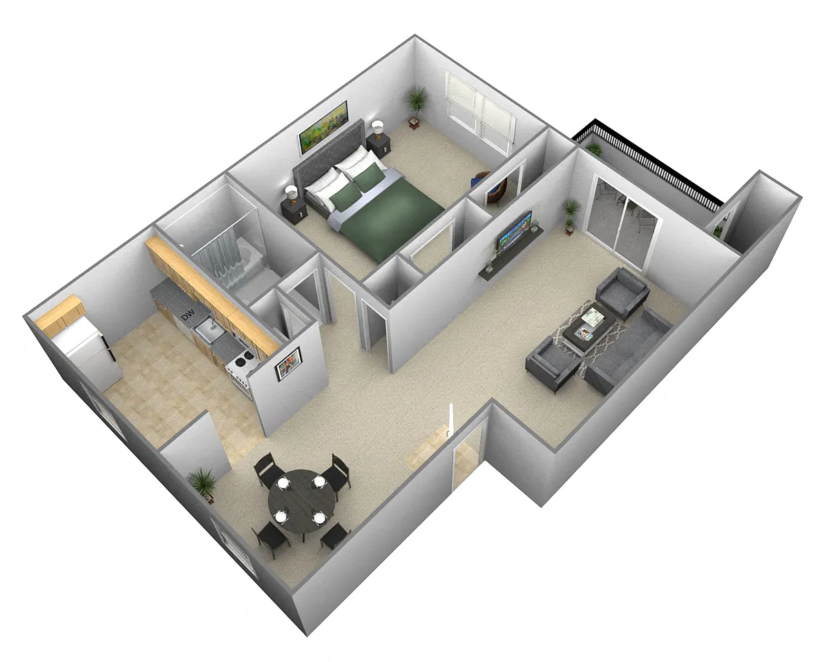 Floor plan 1 Bedroom 1 Bath