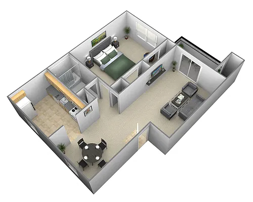 Floor plan 1 Bedroom 1 Bath