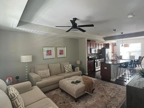 Main floor living room and kitchen