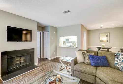 Living Room with Fire Place - Woodhill Apartments