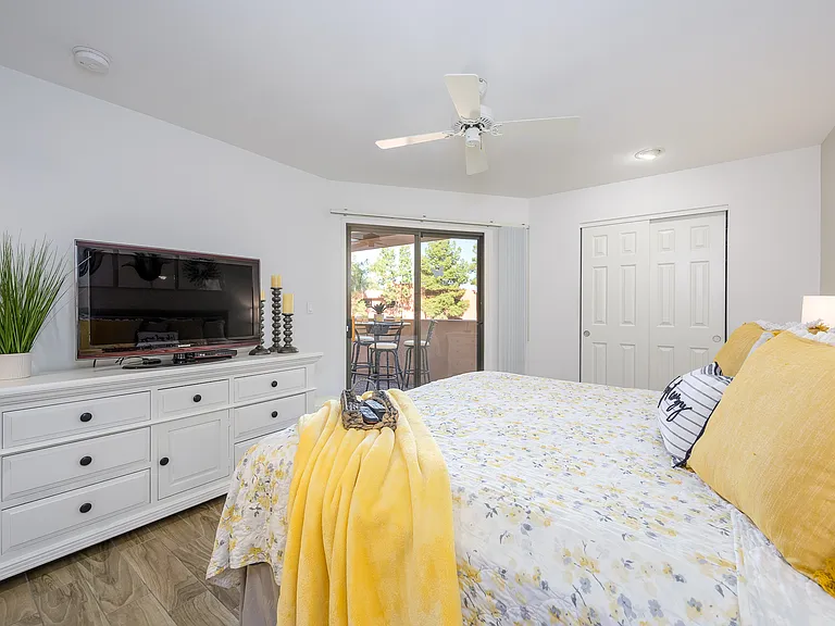 Large smart TV with Cable in bedroom