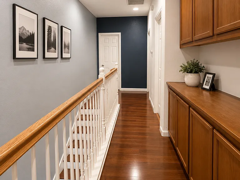 Upstairs Hallway with Built-In Storage