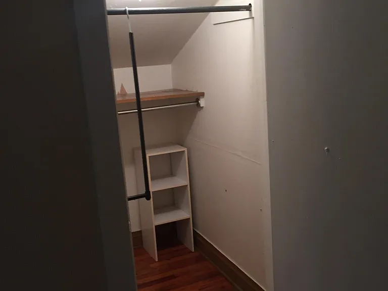 Bedroom walk-in closet with light