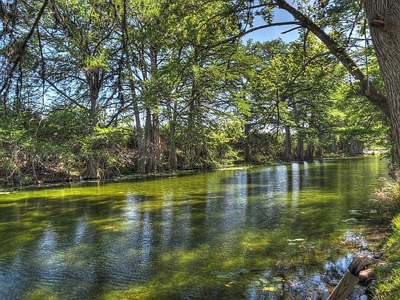 Waterfront property featuring abundant mature trees and natural landscaping along the bank