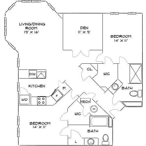 Floor plan Design 2U-E with Den