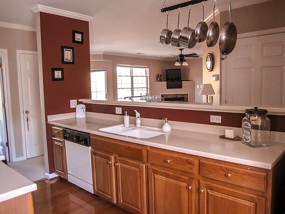 Kitchen looking out at living room