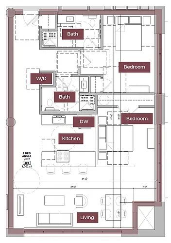 Floor plan 2BR Floor Plan U | Lofts South