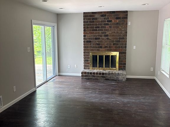 family room and fireplace