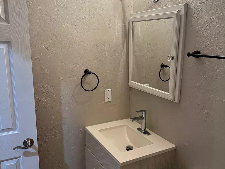 vanity and bathroom