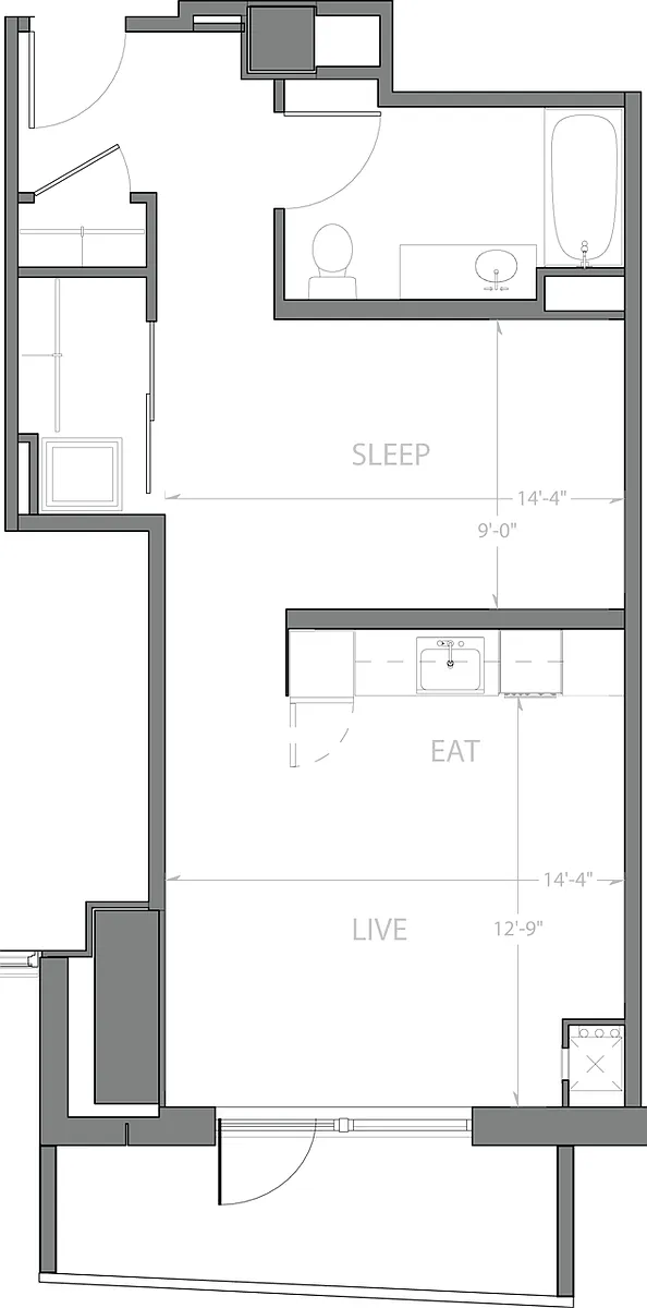 Floor plan Studio C with Terrace