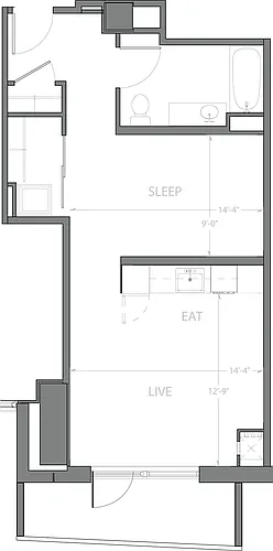 Floor plan Studio C with Terrace