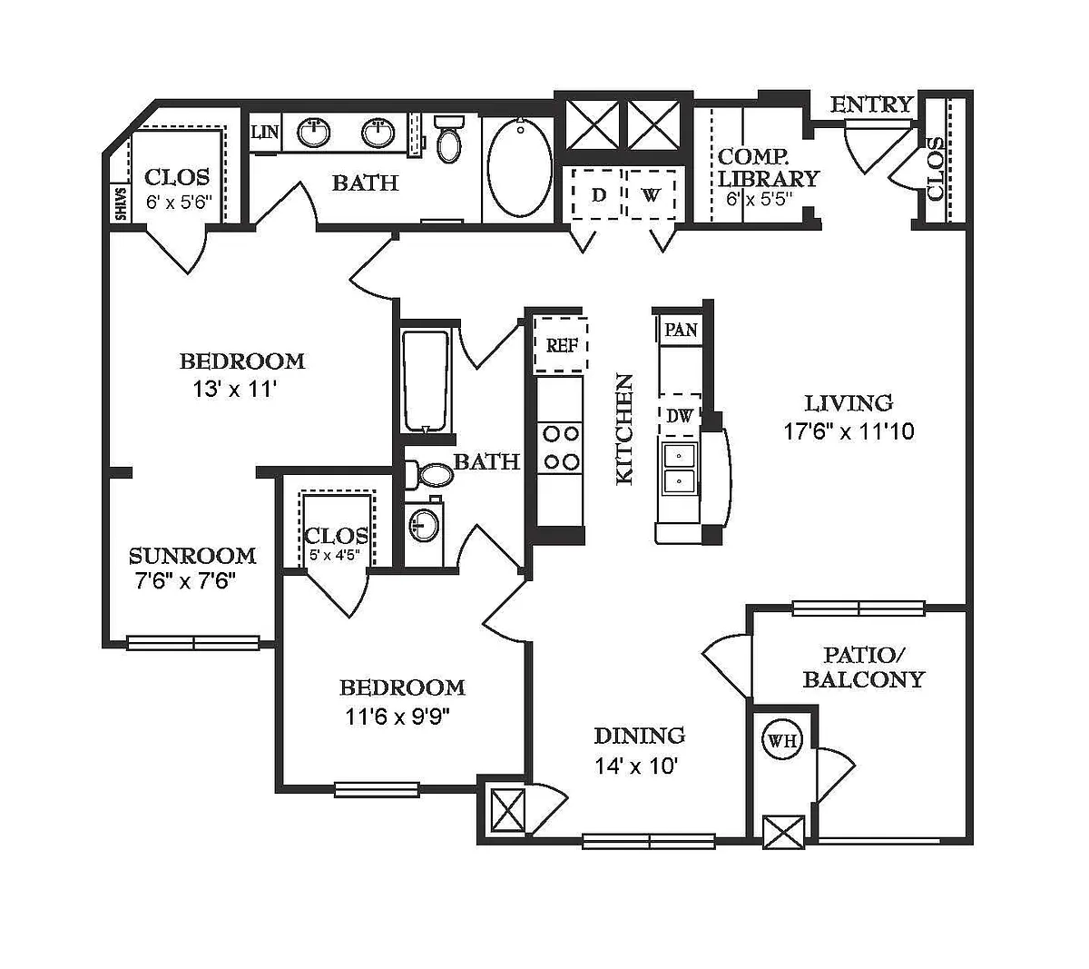 Floor plan 2x2B