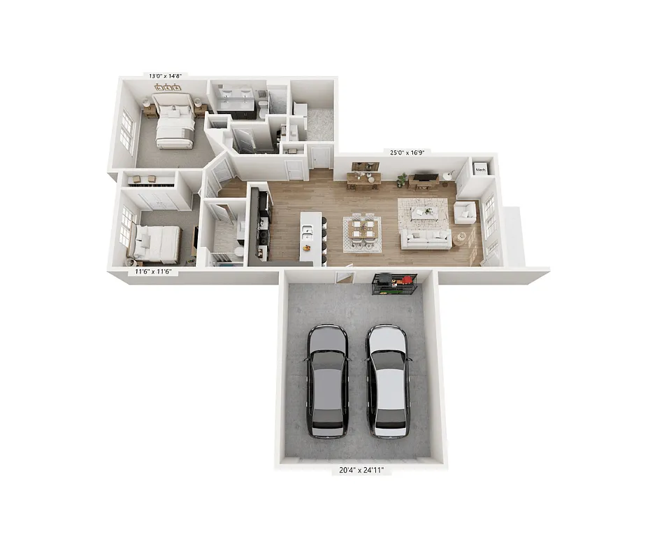 Floor plan B 2 Bedroom