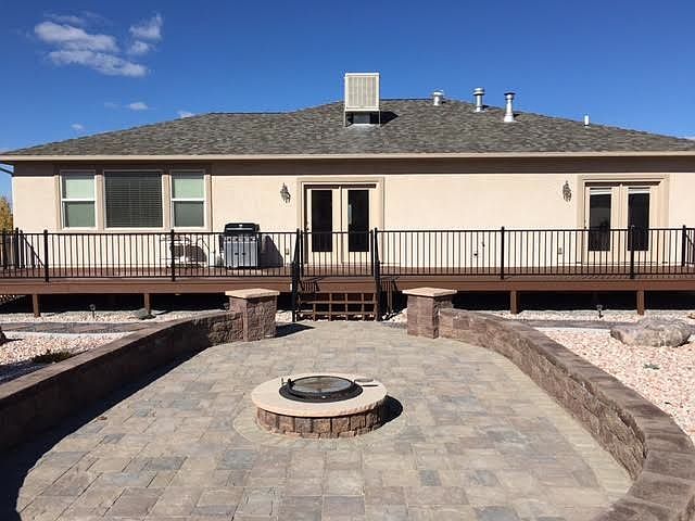 Back View with patio and firepit