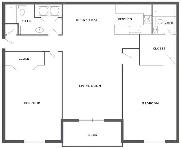 Floor plan 2 Bedrooms, 2 Bathrooms