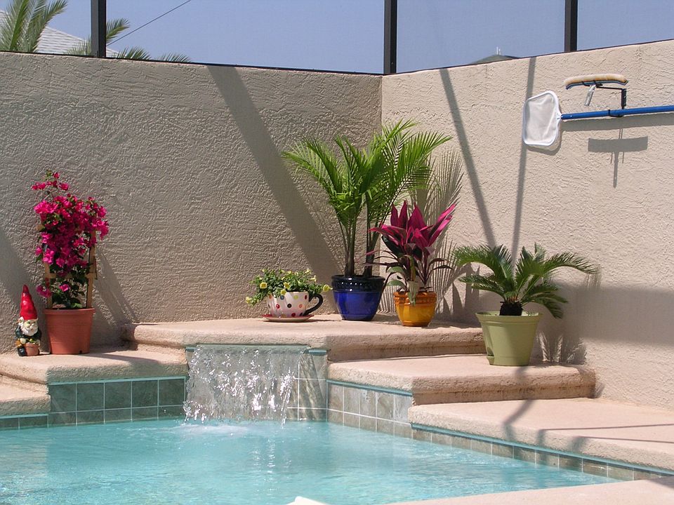 By the pool water fall