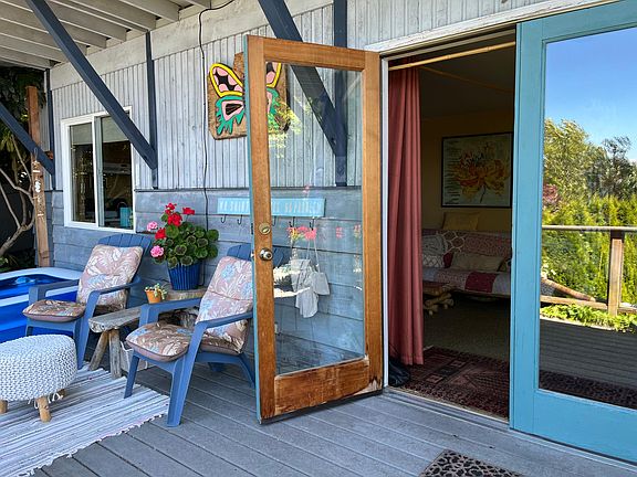 indoor outdoor feel with 2 sets of french doors