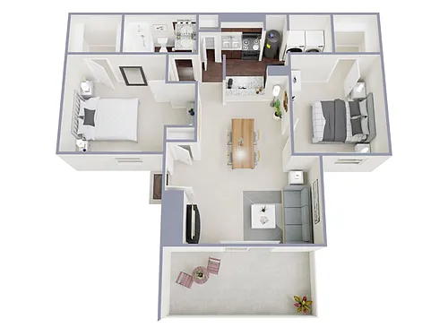 Floor plan 2 Bed, 1 Bath A (75% Income Restricted)